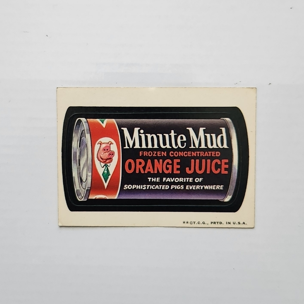 🍊 Vintage 1973 Wacky Packages Sticker - "Minute Mud" Trading Card Collectible ✨